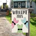 DLZDN Easter Bunny Garden Flag Welcome Peeps Garden Flag 1218 Inch Double Sided Vertical Burlap Farmhouse Yard Flag Holiday Outdoor Decor