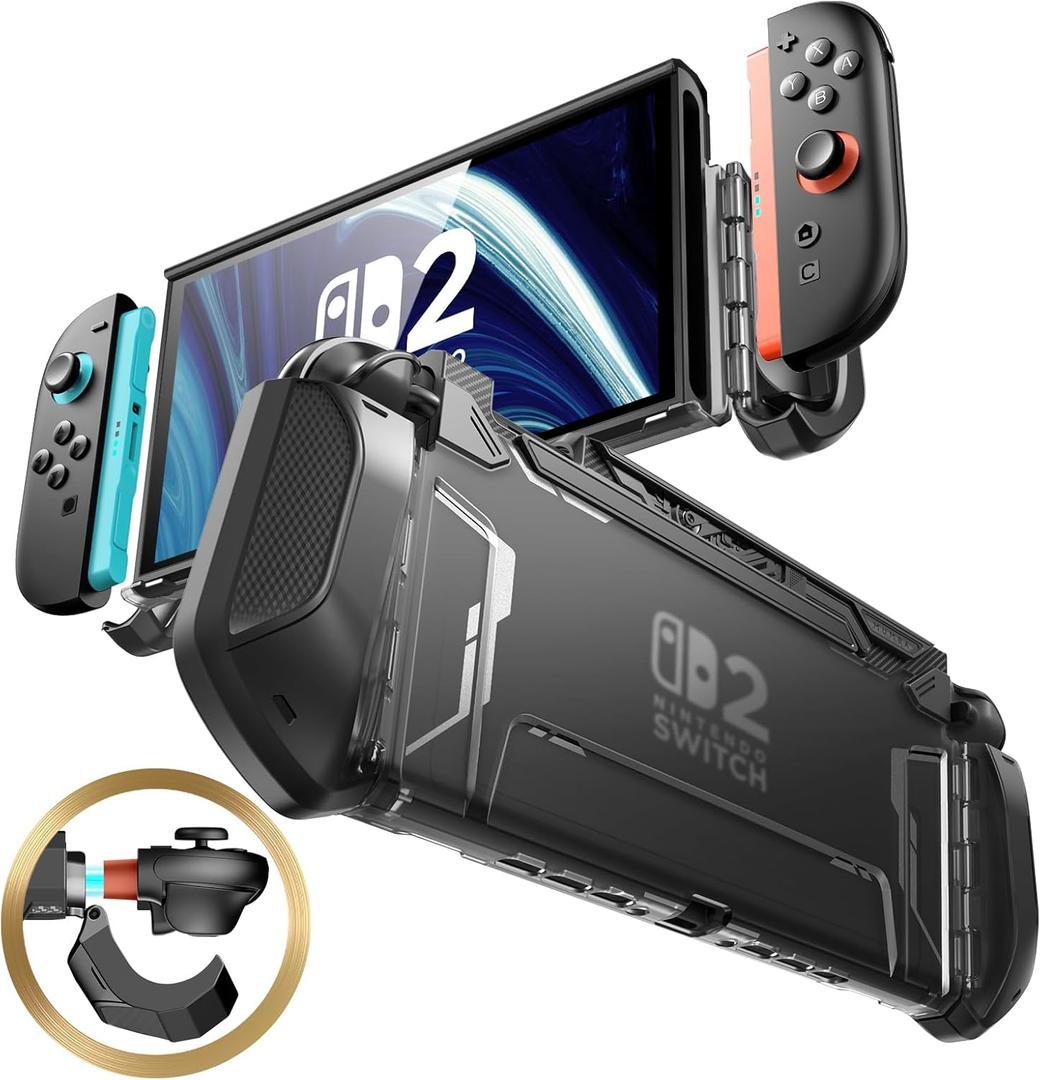 Mumba Dockable Case for Nintendo Switch 2 2025, [Blade Series] TPU Grip Protective Cover Accessories Compatible with Switch 2 7.9 Inch and Quick-Release Joy-Con Design (Black)