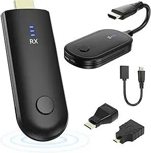 Wireless HDMI Transmitter and Receiver 4K, 165ft/50M Extender 2.4G/5G Dual Band Adapter, 4K Decode Input 2160P Output, Plug & Play Portable Video Audio Streaming for Laptop PC TV Box Projector
