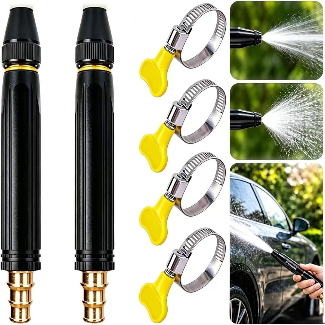 2 Pack Leak-Proof Garden Hose Nozzle, Adjustable High Pressure Water Spray Gun with Standard Hose Fitting for Car Wash, Lawn Watering, Patio Cleaning