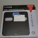 Taylor Men's Body Composition Bathroom Scale for Body Weight - 400 lb Capacity, Blue Backlight Display, 10-User Profiles, Body Composition Analysis, Fits Up to Size 12 Shoe, Black