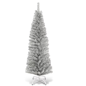 6-ft Pencil Silver Artificial Christmas Tree