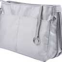 Vercord Expandable Nylon Handbag Purse Organizer Insert Liner Shaper Bag in Bag Beige Grey, Large
