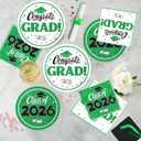 Graduation Decorations 2026, 200 Pcs Class of 2026 Graduation Party Supplies Kit with Paper Plates, Luncheon and Cocktail Napkins, Congrats Grad Decorations for 50 Guests (Green)