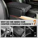 Thickened Center Console Cushion for 2019-2025 2026 Ram 1500/2500/3500 PU Leather Armrest Cover Protector,Anti-Scratch for 5th Ram 1500(Bucket Seat Console) Arm Rest Lid Accessories 19-26
