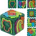 Creative 3D Sensory Cube Toys for Children with Autism,Silicone Fingertip Cube Toys for Anxiety Relief, Focus, ADHD & Autism,Suitable for Children and Adults,with 20 Silicone Strings (Green)