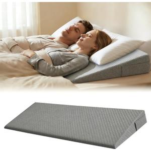 King Size Wedge Pillow for Sleeping - 6 Inch Bed Wedge Pillow for Acid Reflux, GERD, Sleep Apnea & Snoring Relief - High Density Foam Mattress Elevator for Back Pain, Post Surgery Recovery - Grey