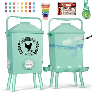 Tgeyd 4.2-Gallon Gravity Chicken Feeder & Waterer Set No-Waste Poultry Feeder with Automatic Water Dispenser, Rainproof Lid, Raised Stand Legs & Anti-Roost Cone