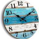 CHYLIN 16 Inch Wall Clock, Large Outdoor Clocks for Patio, Pool Beach House Decor Tropical Clocks for Walls, Nautical Coastal Themed Blue Clock for Lake House, Bathroom, Living Room, Kitchen (16")