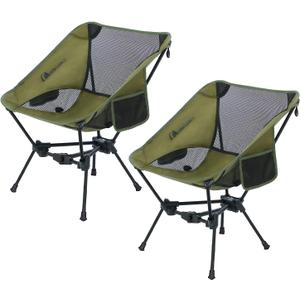 MOON LENCE Portable Camping Chair Backpacking Chair - The 4th Generation Ultralight Folding Chair - Compact, Lightweight Foldable Chairs for Hiking Mountaineering, Beach (Green-2 Pack)
