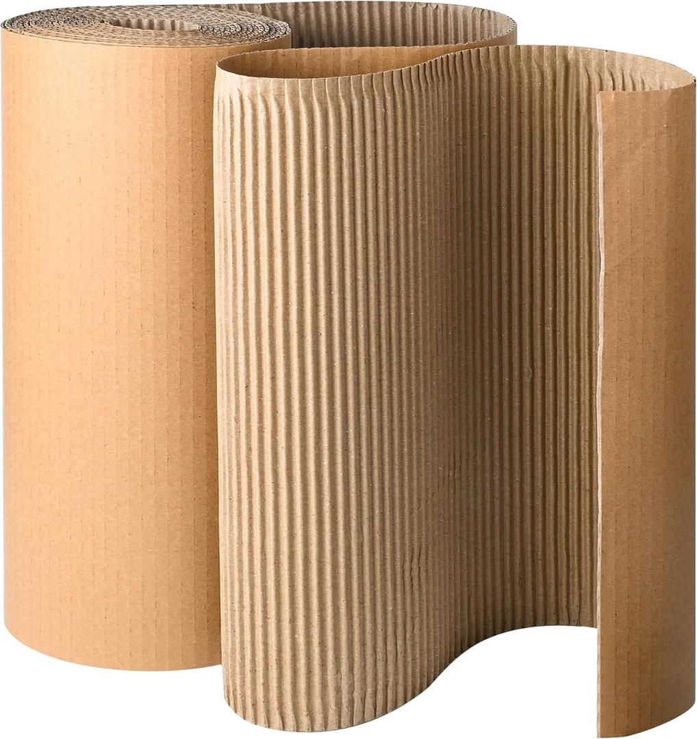 17"x236"Single B Flute Corrugated Cardboard Roll: Large Thick Sheets for Crafts, Moving, Shipping, Mailing, Gift Packaging, DIY, Modeling; Makes Packaging Pads, Boxes & Edge Protectors (Brown)