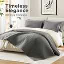 Comfort Spaces Charcoal Oversized King Quilt Set 120"x118" Bedspread Quilted Summer Lightweight Microfiber Bedding Coverlet with Double Sided Stitching Soft All Season Cozy 3 Piece with Matching Shams