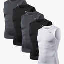 TELALEO 4 Pack Men's Athletic Compression Shirts Sleeveless Workout Tank Top Sports Base Layer Running Basketball, Size XXL