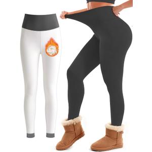Laite Hebe Fleece Lined Leggings Women - High Waisted Winter Yoga Pants Tummy Control Soft Thermal Warm for Hiking Workout (Medium)