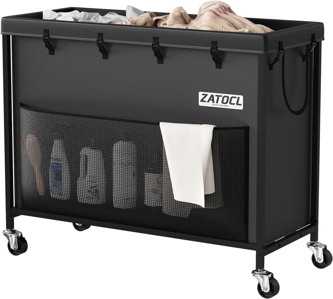 300L Large Laundry Basket with Wheels, Heavy Duty Rolling Laundry Hamper, Oxford Fabric Dirty Clothes Hamper with Thick Iron Frame & Removable Bag, Commercial Hampers for Hotel Home Laundry Room