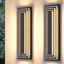 Dusk to Dawn Outdoor Led Wall Lights, 23.6 in Long Exterior Lighting Fixtures,Black Outdoor Sconce Lights,3-Tier Modern Porch Light,36W Warm White Outside Lights for House,Garage, Patio, 2 PCS