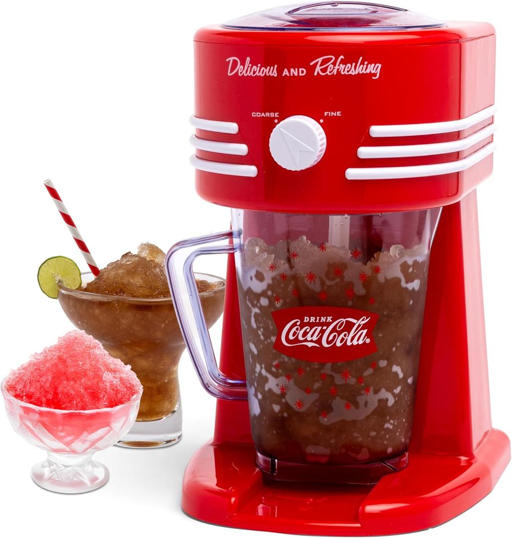 Nostalgia Coca-Cola Frozen Drink Maker and Margarita Machine for Home - 40-Ounce Slushy Maker with Stainless Steel Flow Spout - Easy to Clean and Double Insulated - Red