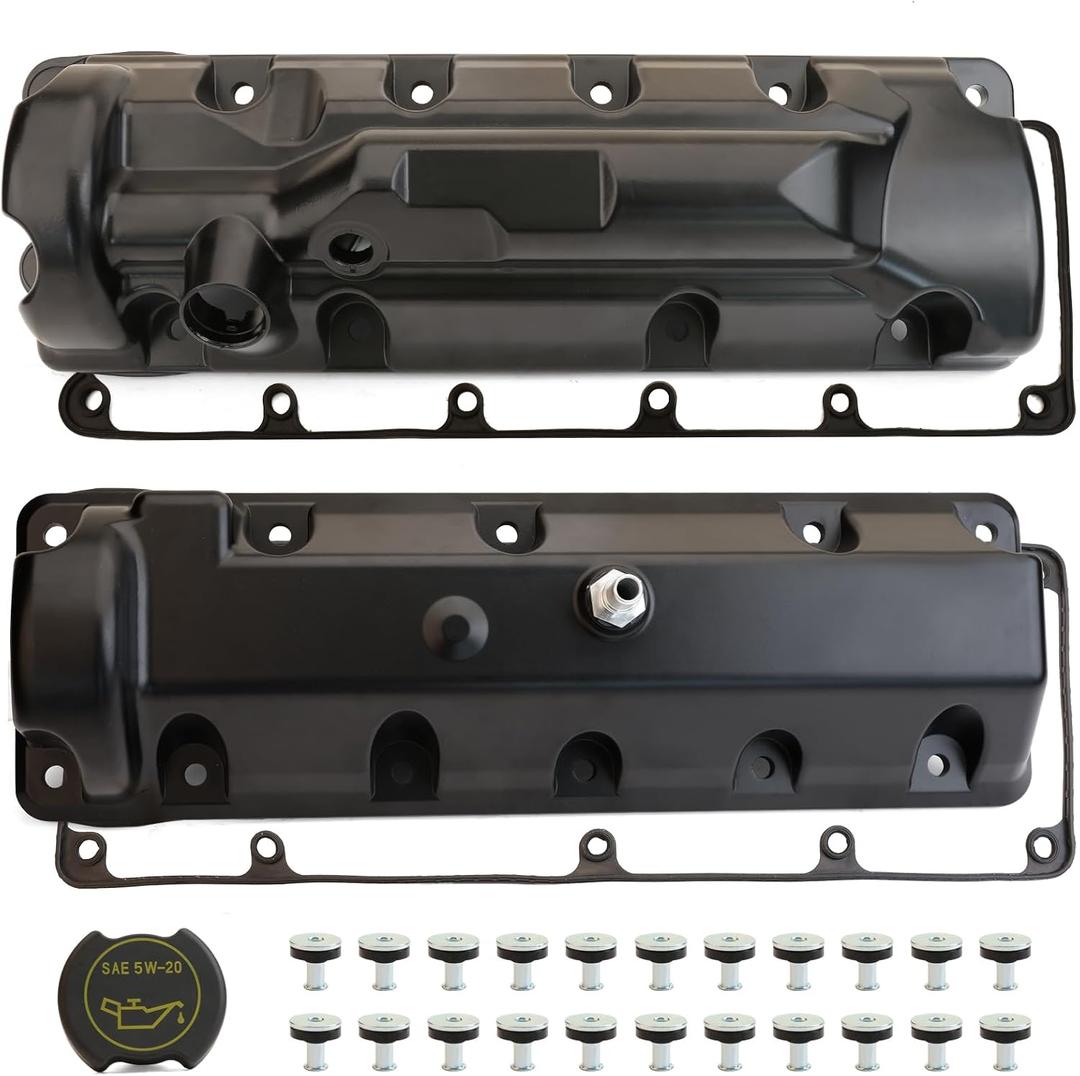 MITZONE Aluminum Engine Valve Cover Set Compatible with 2006-2014 Ford F-150 E-150 E-250 Crown Victoria Lincoln Town Car Mercury Grand Marquis 4.6L V8 SOHC