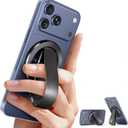 SINCEHOLY for MagSafe Phone Grip, Magnetic Phone Grip with Silicone Finger Strap & Dual-axis Adjustable Kickstand, Magnetic Phone Stand Ring Holder for MagSafe iPhone 17/16/15/14/13/12 Series, Black