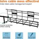 Under Desk Cable Management- 2 Pack Cord Organizer. Metal Wire Cable Management Tray for Office, Studio and Home. Super Sturdy Under Table Cable Management - Black Cable Organizer