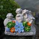 Solar Turtle Garden Statues Outdoor Decor- Birthday Gift for Mom from Daughter, Tortoise Figurine Garden Decor for Outside Yard Art for Housewarming Gift