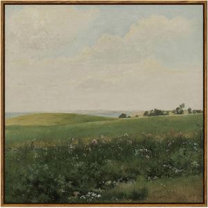 InSimSea Square Framed Canvas Wall Art, Large Decor Vintage Grassland Paintings, Field Scenery Wall Pictures for Bedroom Bathroom Living Room, Canvas Prints Vintage Farmhouse Decor 24"x24"