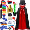 Kids Magic Kit, Magician Costume for Pretend Play, Magic Set with Instructions for Each Trick for Kids Ages 6 7 8 9 10 11 12