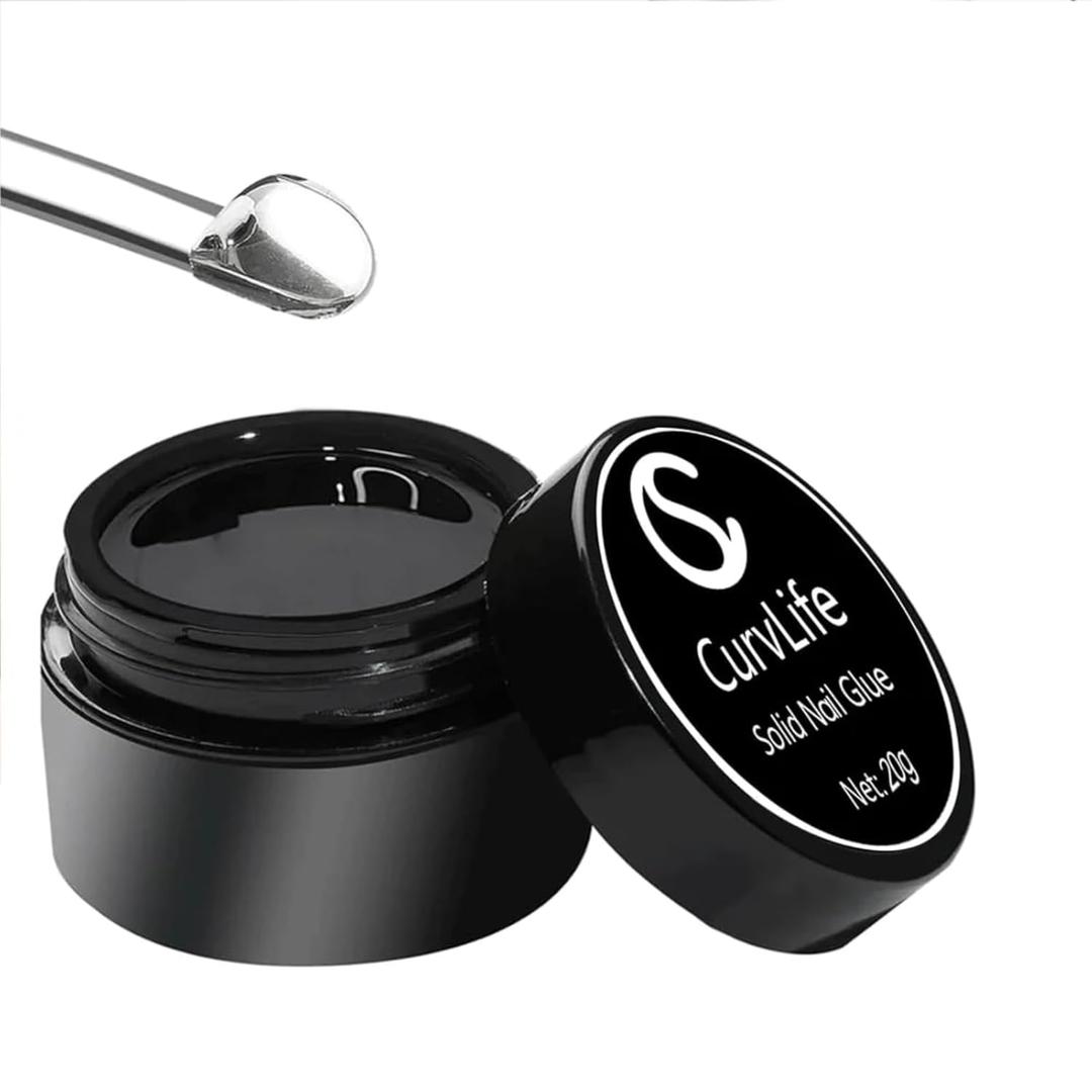 Curvlife Soft Gel Solid Nail Glue-15g for Press On Nails, Upgrade 3 in 1 Soft Gel Full Cover Nail Tips For Strengthen UV Light Cured
