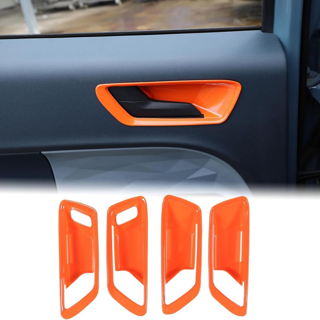 Aunginsy Car Inner Door Handle Bowl Cover Trim Compatible with Ford Maverick 2022-2025 Car Front Rear Side Door Handle Bowl Frame Panel Trim Covers Decoration Stickers Protector Interior Accessories (Orange)