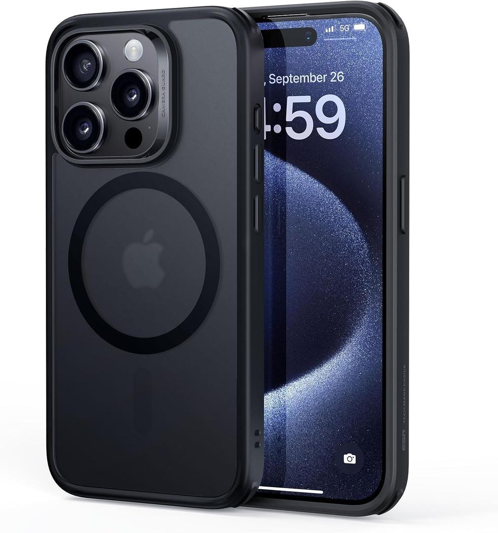 ESR iPhone 15 Pro Case with MagSafe - Military-Grade Protection, Yellowing Resistant, Scratch-Resistant Back, Magnetic Phone Case for iPhone 15 Pro, Classic Series, Frosted Black