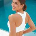 Womens Sports Bra Bikini Top for Large Bust Push Up Swim Tops Bathing Suit Bra Swimsuit Top (White, XXXL)