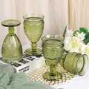 Darlion 4Pcs Green Wine Glasses, 12oz Glass Goblets, Vintage Drinking Glassware, Colored Glassware Set for Party Home Wedding Baby Shower