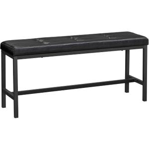 VASAGLE Dining Table Bench, Ottoman Bench with PU Leather Padded Seat, Steel Frame, 42.5 x 12.8 x 18.9 Inches, for Dining Room, Living Room, Hallway, Bedroom, Black UKTB034B81