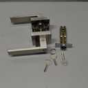 DSJJBLL Door Handle Heavy Duty, Keyed Alike Entry Door Lever, Door Knobs with Lock and Key, Square Door Lever in Satin Nickel for Bedroom, Bathroom and Front Door