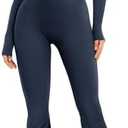 YEOREO Women Long Sleeve Flare Workout Jumpsuit Zip Up Romper Bottom Pants Wide Leg Bodysuit Bodycon Sexy One Piece, M