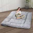Japanese Floor Mattress,4" Thicken Japanese Floor Sleeping Pad Foldable,Futon Mattress Suitable for Camping and Guest Room (Grey, Full (80" X 47")