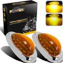 Partsam 2Pcs 6" Amber Sleeper Cab LED Side Marker/Turn Led Light Clearance Surface Mount 15 LED Replacement for Freightliner Century/Columbia Amber Oval Side Marker and Turn Signal Sealed Light