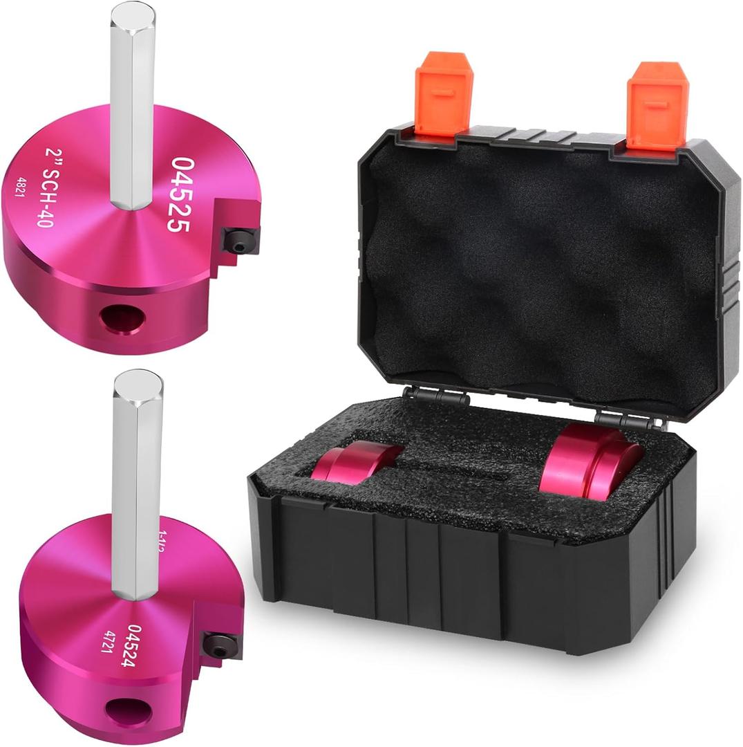 PVC Fitting Saver 1-1/2 & 2 Inch Head, PVC Pipe Reamer Socket Saver with 3/8-Inch Hex Shaft, Plastic Pipe Fitting Reamer for Plumbing Sch.40 CPVC ABS Socket Hub Removing,Fit 1/2" Drills
