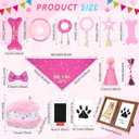 Gemscream 14 Pcs Dog Birthday Toy Gifts Dog Birthday Cake Puppy Interactive Squeak Toys Decorations for Small and Medium Dogs Supplies(Pink)