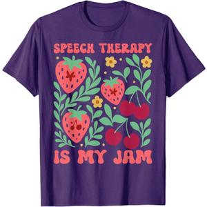 Speech Therapy is My Jam Boho Floral Speech Pathology SLP Female DT-Shirt Purple XS