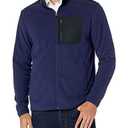 Amazon Essentials Men's Full-Zip Fleece Jacket, Black Navy Color Block, Large