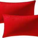 Lumbar Pillow Covers 12x20 Christmas Red: Pack of 2 Cozy Soft Velvet Rectangular Modern Luxury Decorative Throw Pillow Cases for Sofa Couch Living Room Bed Home Decor