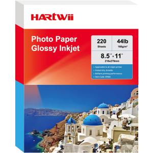 220 Sheets Photo Paper Glossy Inkjet 8.5x11 44lb 160Gsm A4 Letter Size Suitable for All Dye Ink Printers