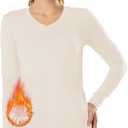 MANCYFIT Thermal Tops for Women Fleece Lined Shirt Long Sleeve Base Layer V Neck, XXL
