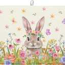 Easter Egg Bunny Dish Drying Mat for Kitchen Counter Spring Floral Flower Drying Mats 18x24 Inch Spring Easter Absorbent Dish Pad Spring Summer Holiday Reversible Draining Racks Mat for Countertop