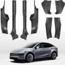 Carbon Fiber Door Sill Protector for Tesla Model Y Juniper 2025-2026 - Front & Rear Entry Guard Scuff Plate Set, 8PCS All-Weather ABS Interior Accessories