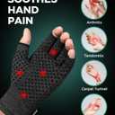 2 Pairs Fingerless Arthritis Compression Gloves for Women & Men - Open Finger Hand Support for Typing, Crafting & Carpal Tunnel Relief Comfort Size L