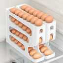 Sotfamily Egg Holder for Fridge, Automatic Rolling Egg Dispenser for Refrigerator, Countertop, Kitchen - Space-saving Egg Roller/Organizer/Storage/Container/Tray - 2 Packs for 56 Large Size Eggs