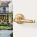 2 Pack Gold Door Lever Privacy Brushed Brass Door Handle Door Lever Bedroom and Bathroom Zinc Alloy