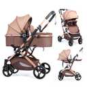 Reversible Baby Stroller for Newborn 2 in1 High Landscape Stroller, Foldable Pushchair Pram Stroller with Adjustable Backrest